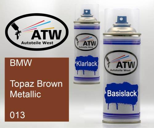 BMW, Topaz Brown Metallic, 013: 400ml Sprühdose + 400ml Klarlack - Set, von ATW Autoteile West.